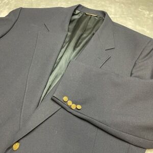 Vtg Lacrosse Mens Nautical Blazer Size 52L Navy Wool 2 Gold Button Vented USA